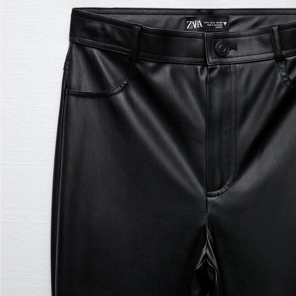 NWT. Zara Black Faux Leather High-waist Leggings. Size M, L. - Picture 8 of 12
